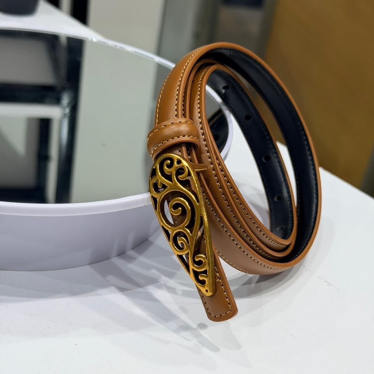 Slim leather belt