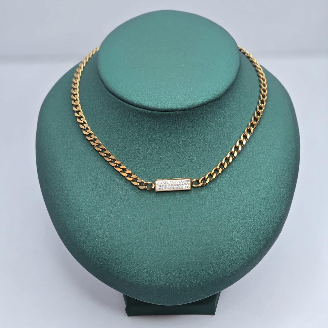 Gold curb chain necklace