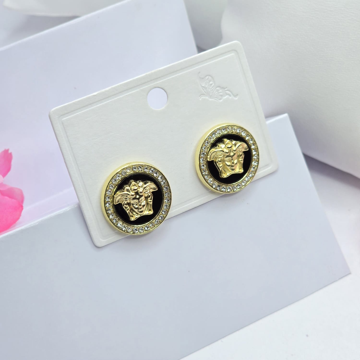 Black/gold earrings