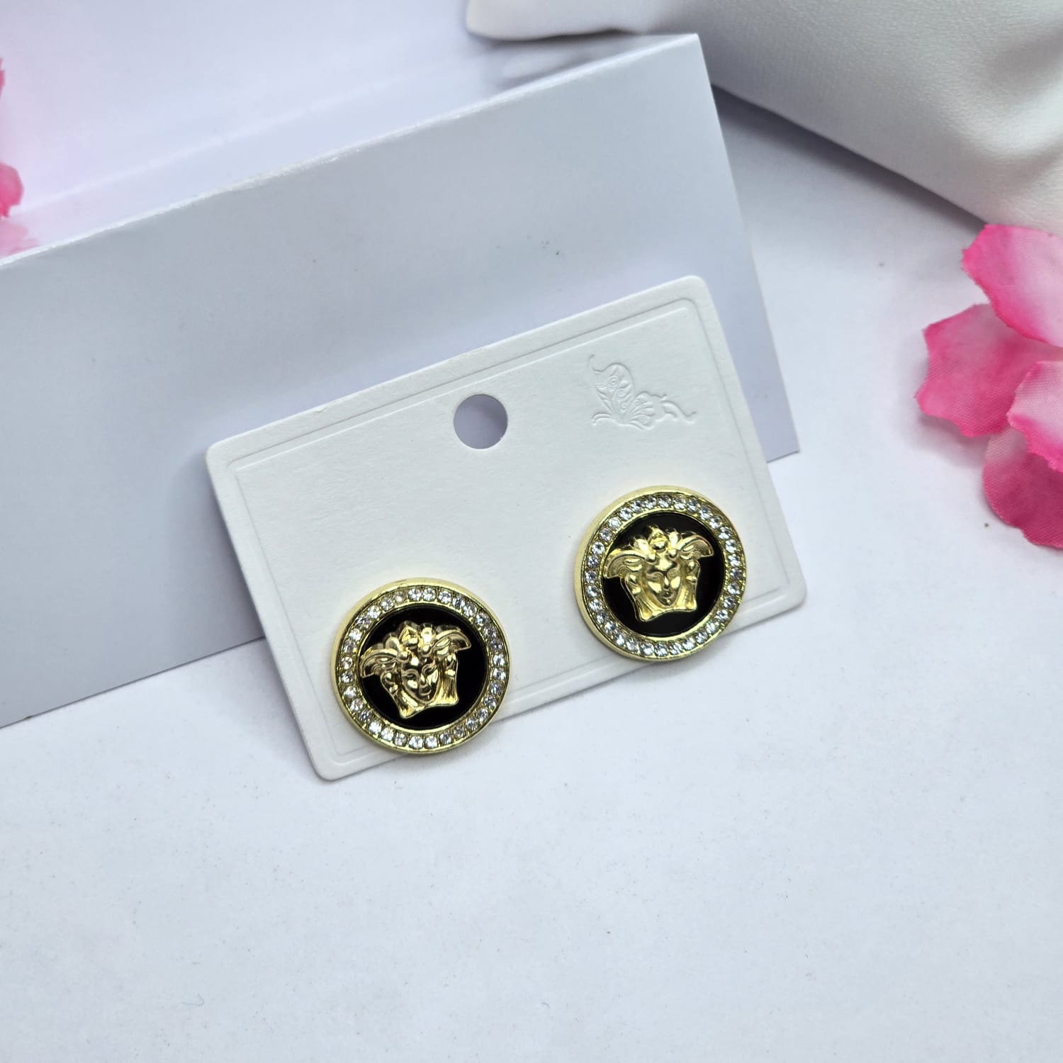 black/gold earrings