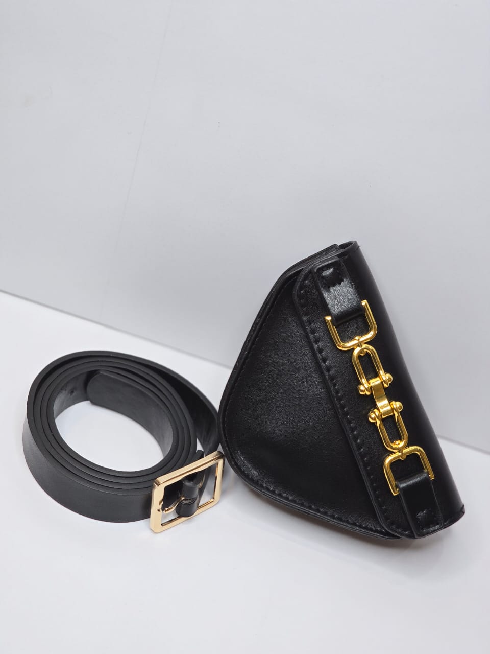 Black leather belt bag