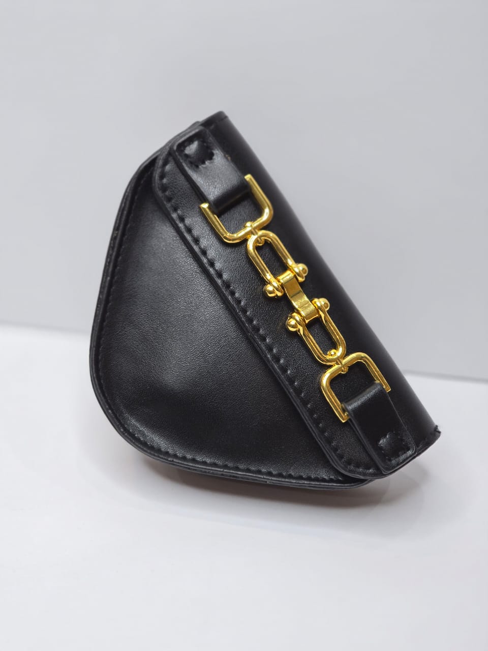 Black leather belt bag