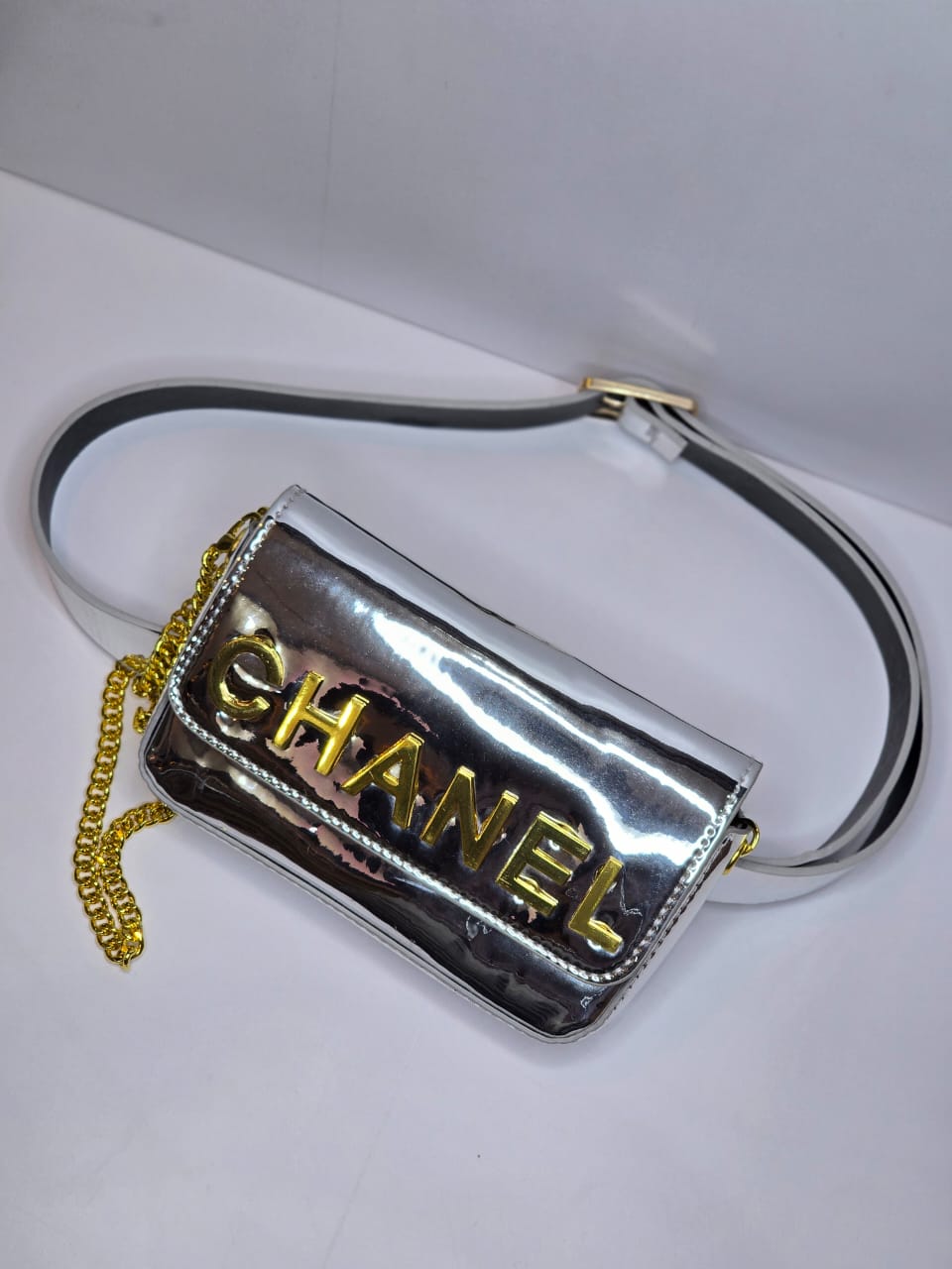 Silver waist belt bag