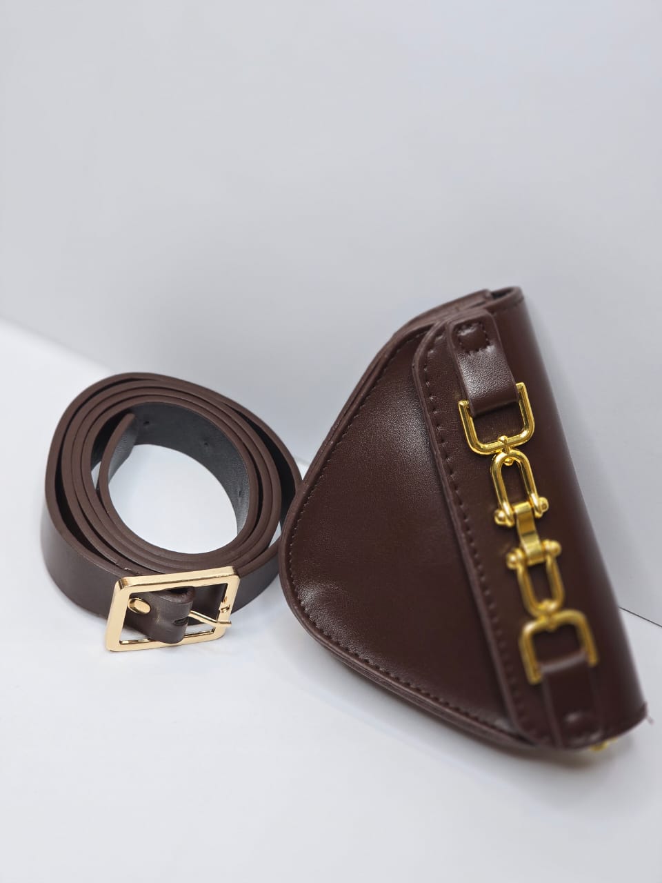 Dark brown leather belt bag
