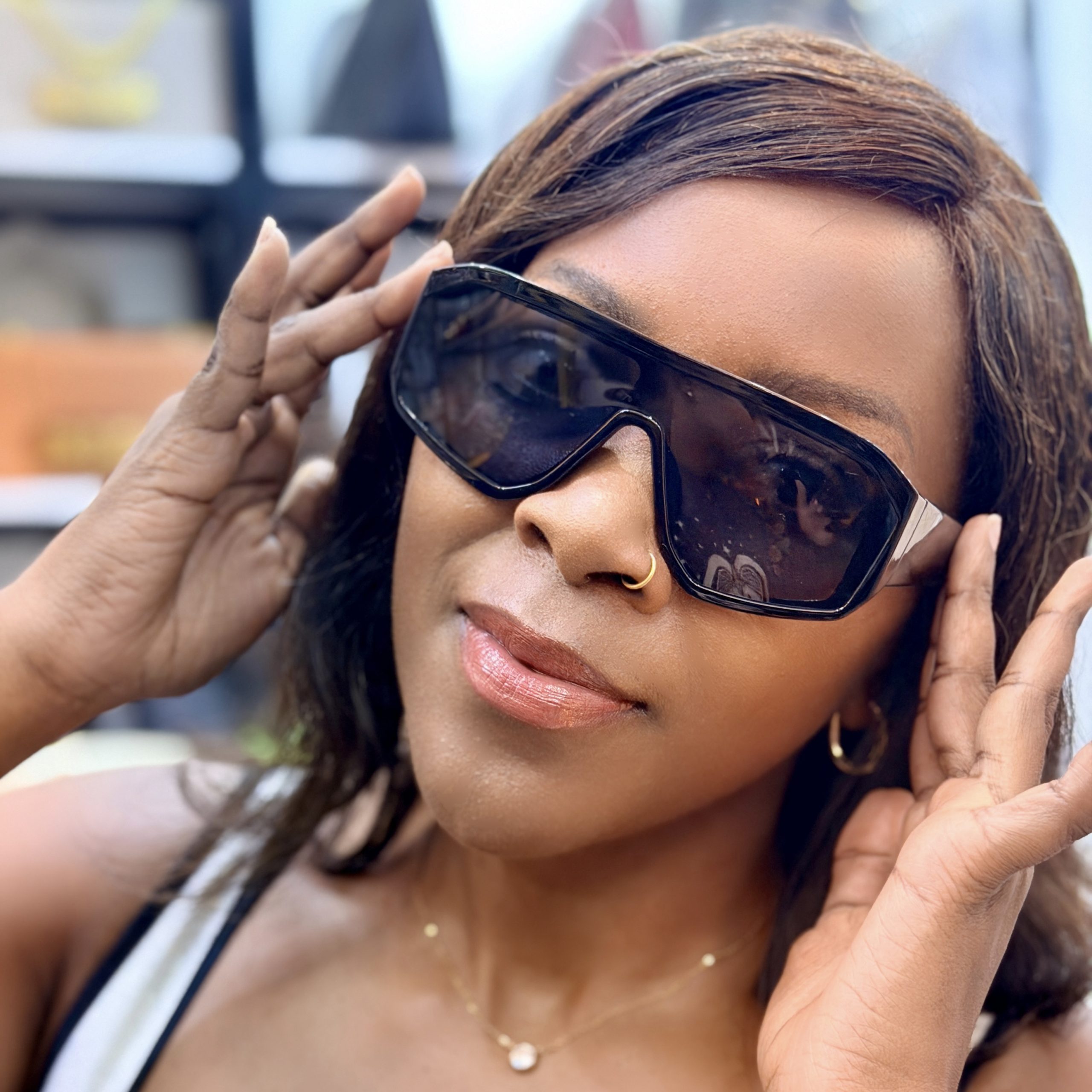 Lady wearing sunglasses
