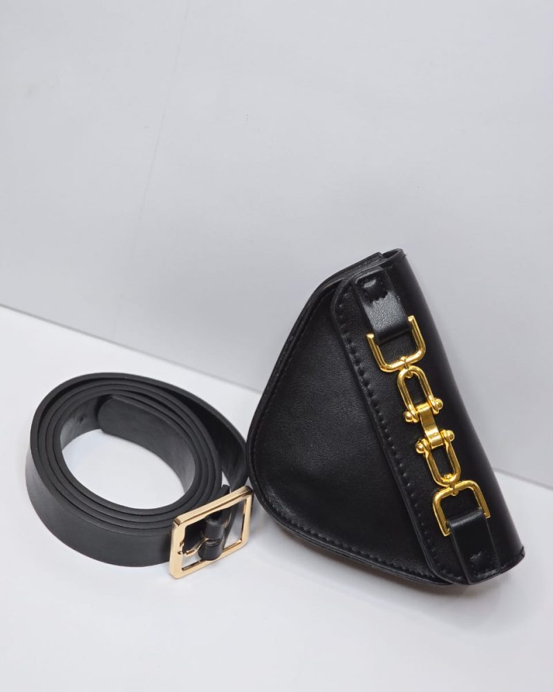 Black leather belt bag