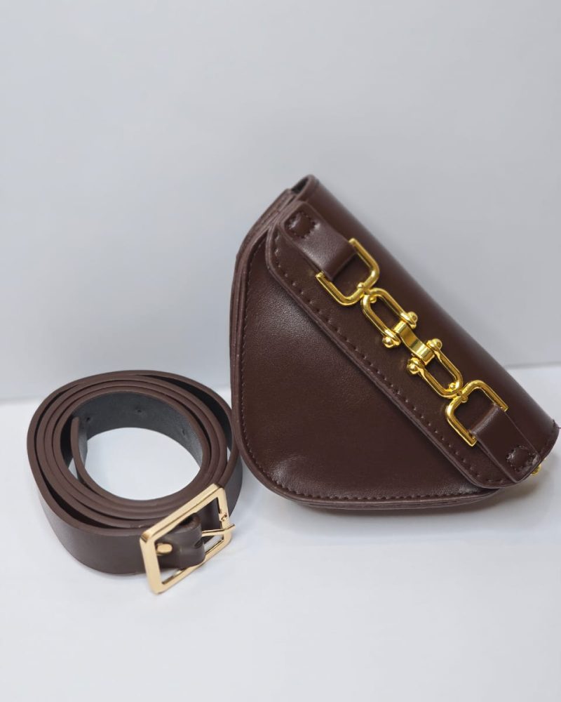 Dark brown leather belt bag