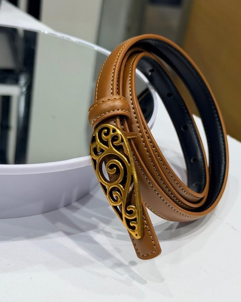 Slim leather belt