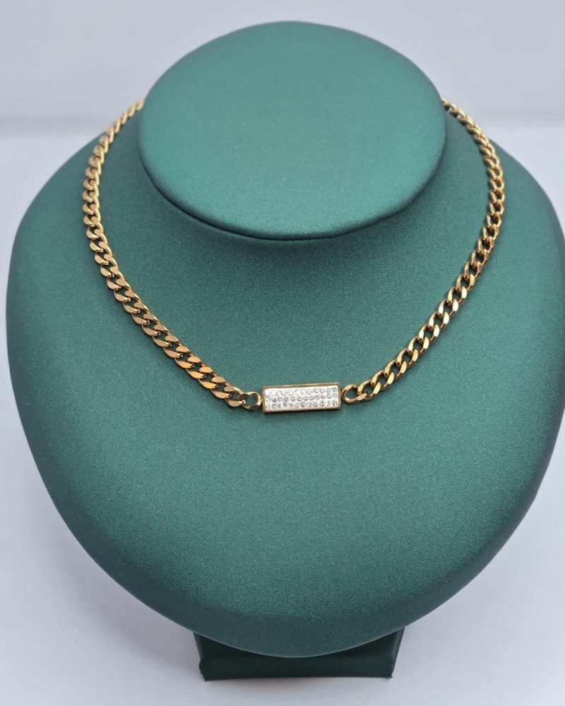 Gold curb chain necklace
