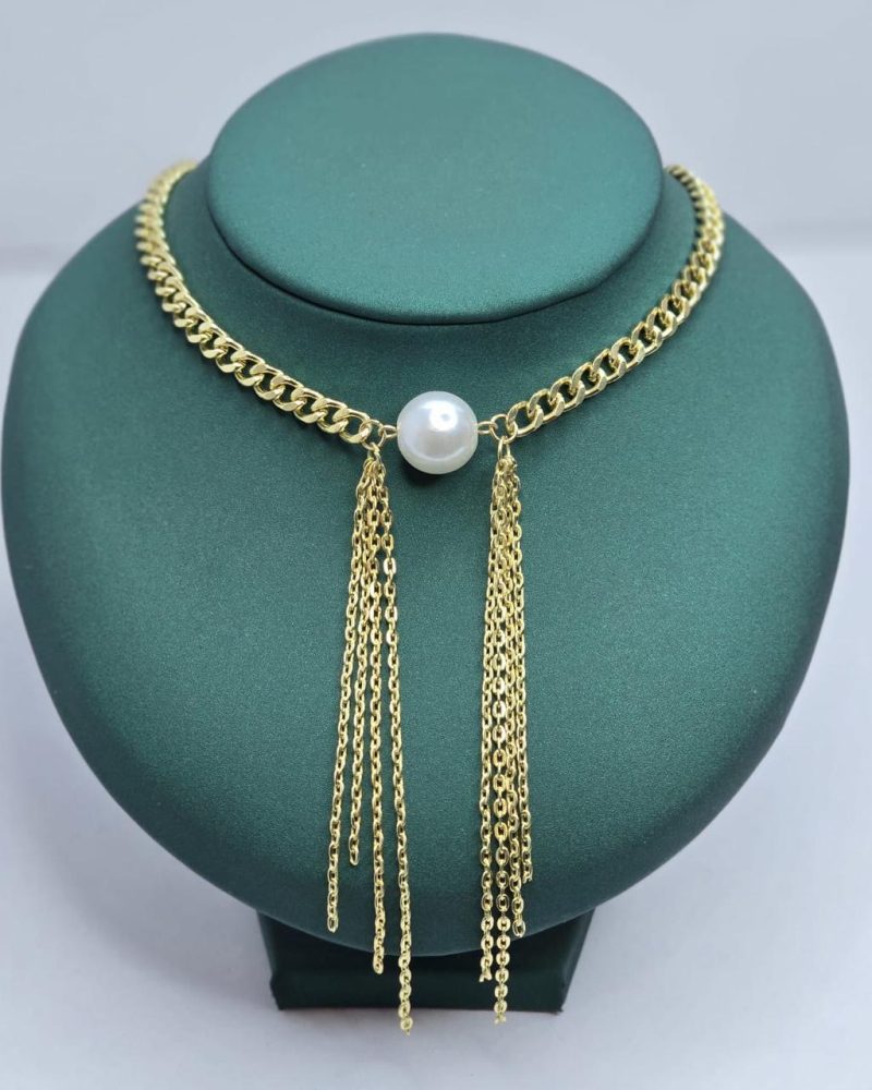 Gold curb chain choker necklace